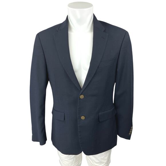 Tommy Hilfiger Men's Navy Blue Wool Two Button Suit Blazer Coat Jacket Size 38 - Picture 1 of 4